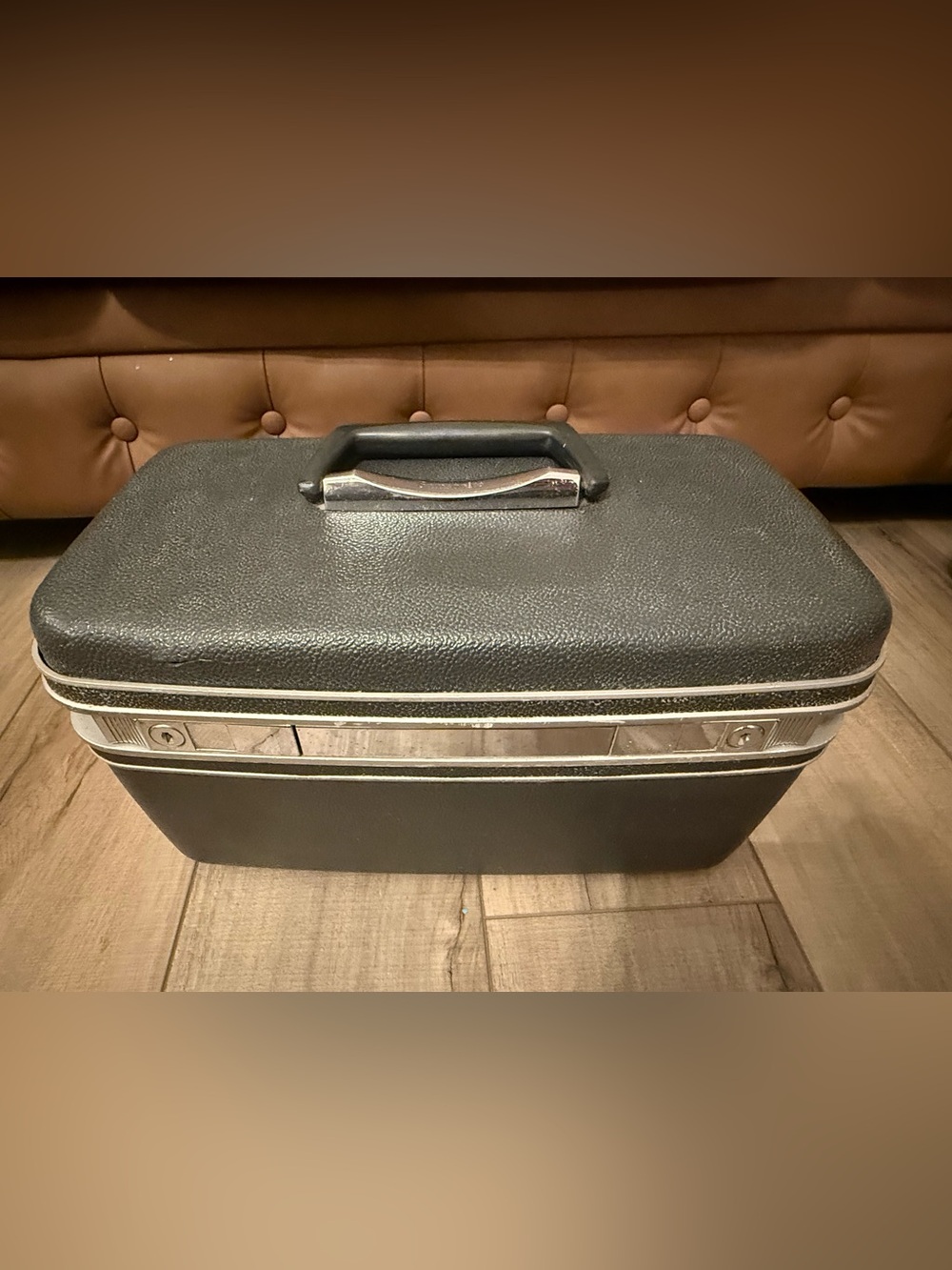 Vtg Samsonite Hard Shell Train Case Black Luggage Storage Travel Cosmetic Box